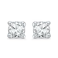 DGOLD 10KT White Gold Round Diamond Studs Earring (1/10 cttw)