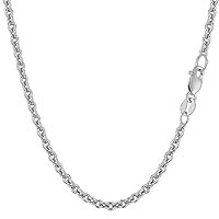 14k SOLID Yellow or White 3.0mm Shiny Diamond Cut Forsantina Cable Chain Necklace for Pendants and Charms with Lobster-Claw Clasp (18