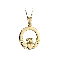 Claddagh Necklace Gold Plated Large Made in Ireland