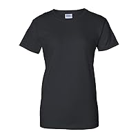 Gildan Women's Preshrunk Seamless Crewneck T-Shirt, Black, XX-Large. ( Pack10 )