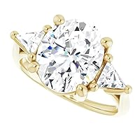 10K Solid Yellow Gold Handmade Engagement Ring 2.0 CT Oval Cut Moissanite Diamond Solitaire Wedding/Bridal Rings for Women/Her Proposes Rings