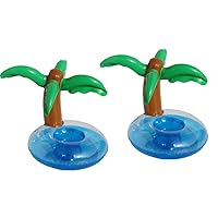 BinaryABC Inflatable Coconut Tree Palm Trees Drink Holders Drink Floaties, Pool Drink Holder Floats, Inflatable Floating Drink Cup Holder,Hawaii Summer Pool Party Drinks Favors,2Pcs