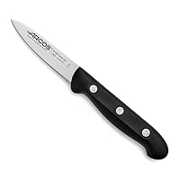 Paring Knife 3 Inch Stainless Steel. Professional Kitchen Knife for Peeling Fruits and Vegetables. Ergonomic Polyoxymethylene Handle and 80mm Blade. Series Maitre. Color Black