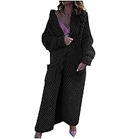 Lapel Cardigan Sweaters Women Oversized Open Front Chunky Knit Long Sleeve Coat Winter Maxi Cardigans with Pockets