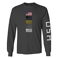Flag USA American Patriotic Style 4th of July Memorial National Military Long Sleeve Men's
