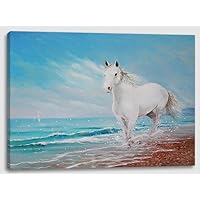 alottagifts White Beach Horse Lighted Canvas Wall Art Print 16