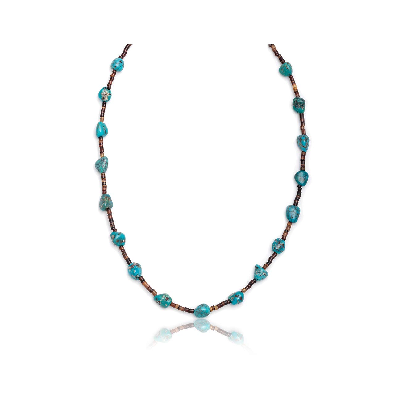 $230Tag Silver Certified Navajo Native American Natural Turquoise Necklace 15883-2 Made by Loma Siiva