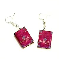 Ashmole 782 Discovery of Witches Clay Mini Book Hypoallergenic Stainless Steel Dangle Hook Earrings