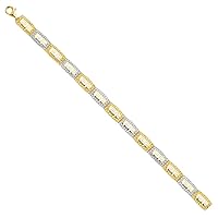 14K Two Tone Crystal diamond cut Bracelet - 7.5