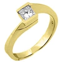 14k Yellow Gold .50 Carats Solitaire Princess Cut Diamond Tension Ring