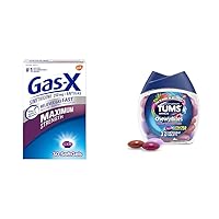 Gas-X Maximum Strength Gas Relief Softgels with Simethicone 250 mg 30 Count and TUMS Chewy Bites Antacid Tablets Assorted Berries 32 Count