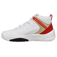 Puma Rebound Future Evo Sneaker, White Black-High Risk Red Team Gold, 5.5 US Unisex Big Kid