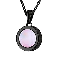Quiges Black Stainless Steel 12mm Mini Coin Pendant Holder and Pink Coloured Coins with Box Chain Necklace 42 + 4cm Extender