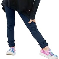 Girls' Ruffle Leggings Pants 100% Cotton Ankle Length - Play School Uniform Fun - Made in USA