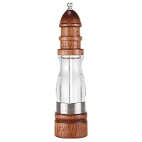Qiangcui Wood Salt and Pepper Mill, Manual Pepper Grinder with Adjustable Ceramic Grinding Core and Transparent Acrylic Window, for Home & Kitchen Pepper Grinders