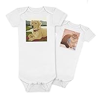 Hand-Drawn Portrait Printed On Baby Onesie Made By Real Artist From Your Photo and Ideas (Preemie, White)