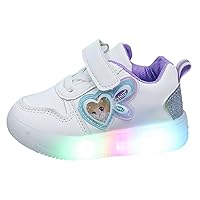 Toddler Shoes Size 11 Girls LED Lights Small and Medium Girls Fashion Board Shoes Children Shoes Light up Sneaker Girls