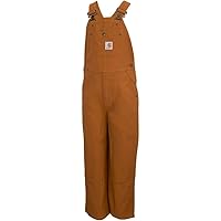 Carhartt Boys Canvas Bib Overalls (Lined and Unlined), Carhartt Brown Canvas, 14