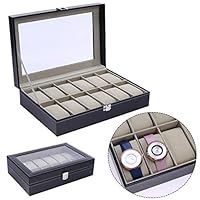 Pu Leather 12 Slots Wrist Watch Display Box Storage Holder Organizer Watch Case Jewelry Dispay Watch Box