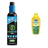 FunkAway Odor Eliminating Spray for Shoes, Clothes and Gear (8 Oz.) & Dr. Scholl's Odor-x Sweat Absorbing Foot Powder, 7 Ounce (Pack of 1)