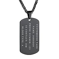 FindChic Dog Tags Personalized Necklace for Men with Silencer Custom Text Engraved/Print Photo Military US Army ID Tag/Saint Michael Guardian Pendant Stainless Steel Jewelry Gift, with Jewelry Box
