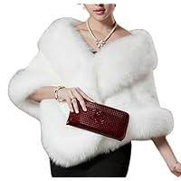 Women's Faux Fur Shawl Soft Versatile Scarf Wrap Shrug Winter Warm Cloak Coat Cape for 1920s Bridal Wedding Evening Dresses