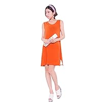 Women's Sweet Solid Color Shift Linen Dress Retro Sleeveless Dress