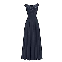 AnnaBride Mother ofThe Bride Dress Beaded Chiffon Formal Wedding Party Gown Prom Dresses Navy Blue US 18W