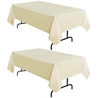 sancua 2 Pack Beige Tablecloth 60 x 102 Inch, Rectangle 6 Feet Table Cloth - Stain and Wrinkle Resistant Washable Polyester Table Cover for Dining Table, Buffet Parties and Camping