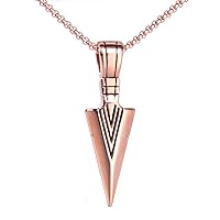Men's Stainless Steel Jewelry Spear Point Arrowhead Pendant Necklace Multi Colors