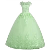 Women's Embroidery Princess Quinceanera Dresses with Wrap Lace Floral Applique Beads Ball Gown Sweet 16 Dresses