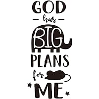 Adorable God-themed PVC wall stickers with Elephant and Mouse for Kids and Baby Rooms - Removable and Inspirational Decals for Nurseries - GOD has big plans for me included - Perfect for Christian Homes and Gifts effect 10'x22' (black-JZY299-God)