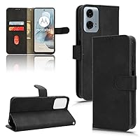 Compatible with Motorola Moto G Power 5G 2024 Case with Card Holder,Flip Case PU Leather Phone Wallet Case with Wrist Strap Shockproof Protective Cover (Color : Black)
