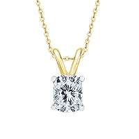 KATARINA GIA Certified 0.63 ct. E - SI1 Cushion Cut Diamond Solitaire Pendant Necklace in 14K Gold