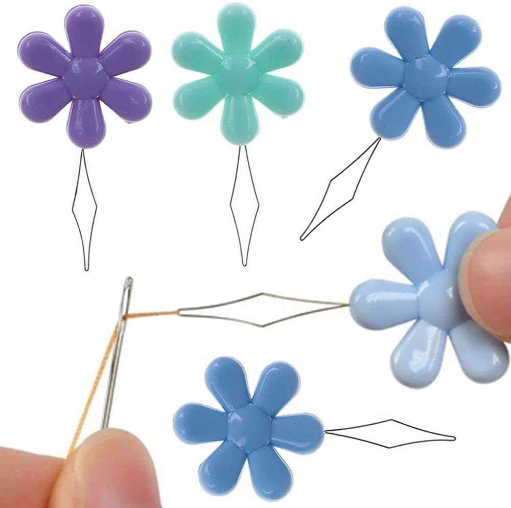 10Pcs Needle Threaders, Plastic Flower Head Wire Loop Needle Threaders for Elderly Needlework Hand Machine Sewing Tool Attractive and Fashion