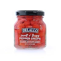 DeLallo Sweet & Tangy Pepper Drops, Gourmet Antipasto Accent, 4.3oz Jar, 1-Pack