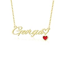 Solid 10K 14K 18K Gold Personalized Name Necklace with Simulated Birthstone for Women Custom Nameplate Necklace Dainty Gift for Her