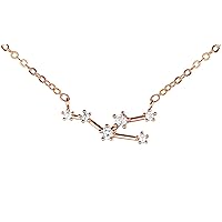 Rose Gold Crystal Zodiac Necklace Constellation Jewelry Birthday Gift Sorority Sister Gift