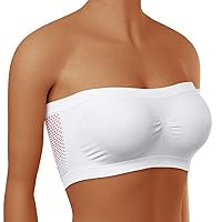 Women's Seamless Bandeau Crop Tube Top Bra Strapless Padded Bralette Solid Basic Bandeau