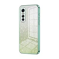 Phone Case Compatible with VIVO S7E/Y73S Case,Clear Glitter Electroplating Hybrid Protective Phone Cover,Slim Transparent Anti-Scratch Shock Absorption TPU Bumper Case Compatible with S7E/Y73S ( Color