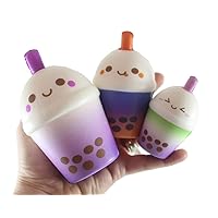 3 Different Size Bubble Tea Drink Slow Rise Squishy Toys - Memory Foam Party Favors, Fidgets, Prizes, OT (Random Colors) (3 Squishies - 1 of Each Size)
