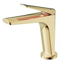 Bathroom Faucet, Brass Bathroom Sink Faucet Cold and Hot Faucet for Bathroom Sink Single Handle Bathroom Faucet with Cold and Hot Inter Water Pipes, Easy to Install