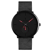 9185/9183 Watch for Men Woman Ultra-Thin Minimalist Waterproof Fashion Stainless Steel Wrist Watch with Unisex Dress Classic Style Mesh Bandv