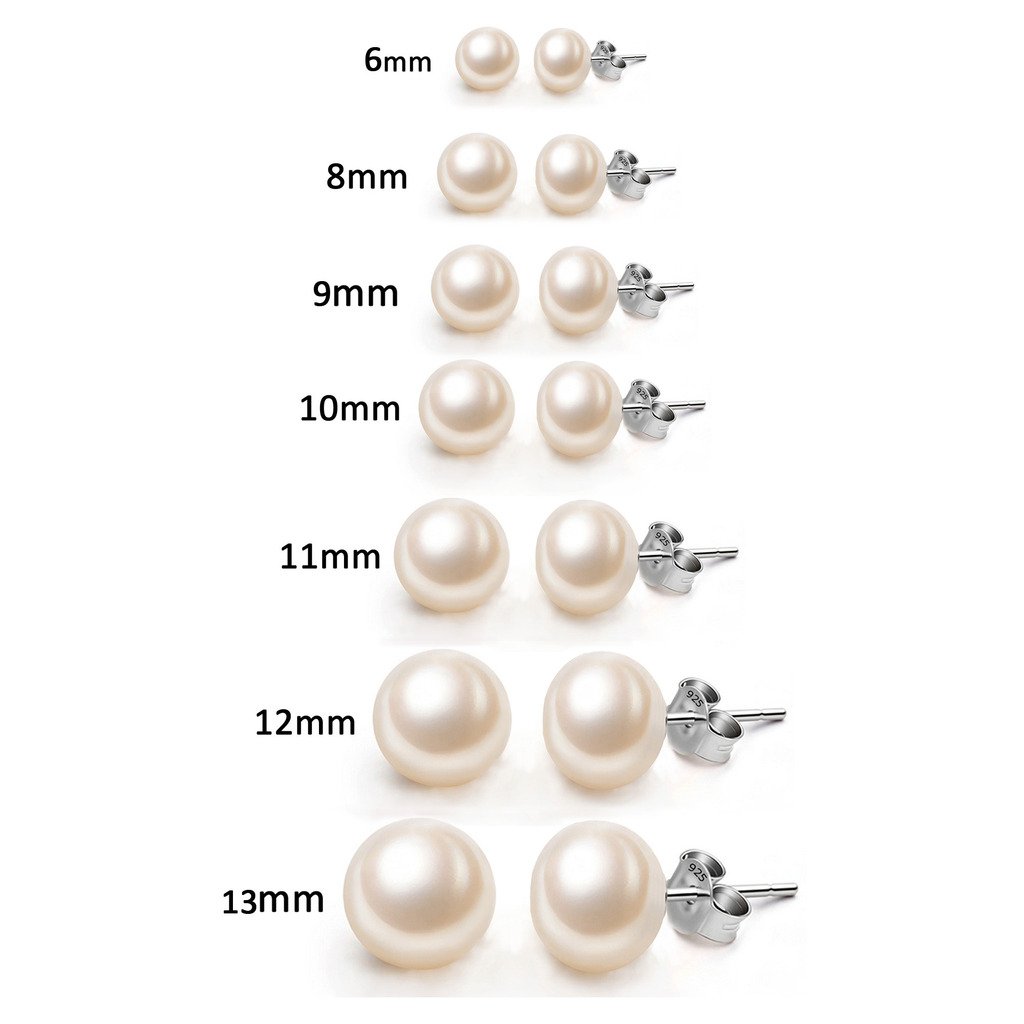 EVER FAITH Women's 925 Sterling Silver AAA Freshwater Cultured Pearl Button Stud Earrings