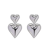 Earrings for Women Heart Drop Hanging Earrings Double Heart Statement Earrings Hypoallergenic Women Fashion Jewellery