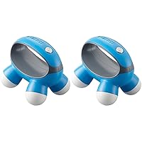 Homedics, Quatro Mini Hand-Held Massager with Hand Grip, Battery Operated Vibration Massage, 4 Massage Nodes, Powered by 2 AAA Batteries (Included), Assorted Colors (Pack of 2)