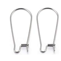 50pcs Adabele 316 Grade Surgical Stainless Steel Hypoallergenic Earring Hooks 30mm Kidney Earwire (Wire ~ 0.8mm/20 Gauge/0.03 Inch) for Earrings Jewelry Making SEF187-30
