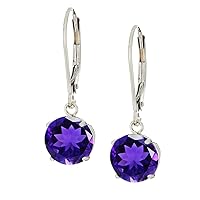 Choose Your Gemstone Leverback Earrings Drop & Dangle Prong Style Solitaire Earring Chakra Healing Birthstone Gift Jewelry For Women and Girls