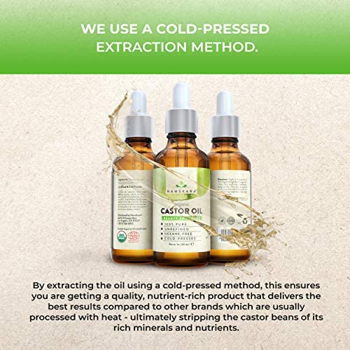 Organic Castor Oil - USDA Certified Organic 100% Pure, Cold-Pressed, Extra-Virgin, Hexane-Free. Best Carrier Oil For Eyelashes, Hair, Eyebrows & Skin (1 oz)
