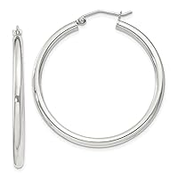 925 Sterling Silver 2.5mm Round Hoop Earrings Measures 36x34mm Wide 2.5mm Thick Jewelry Gifts for Women